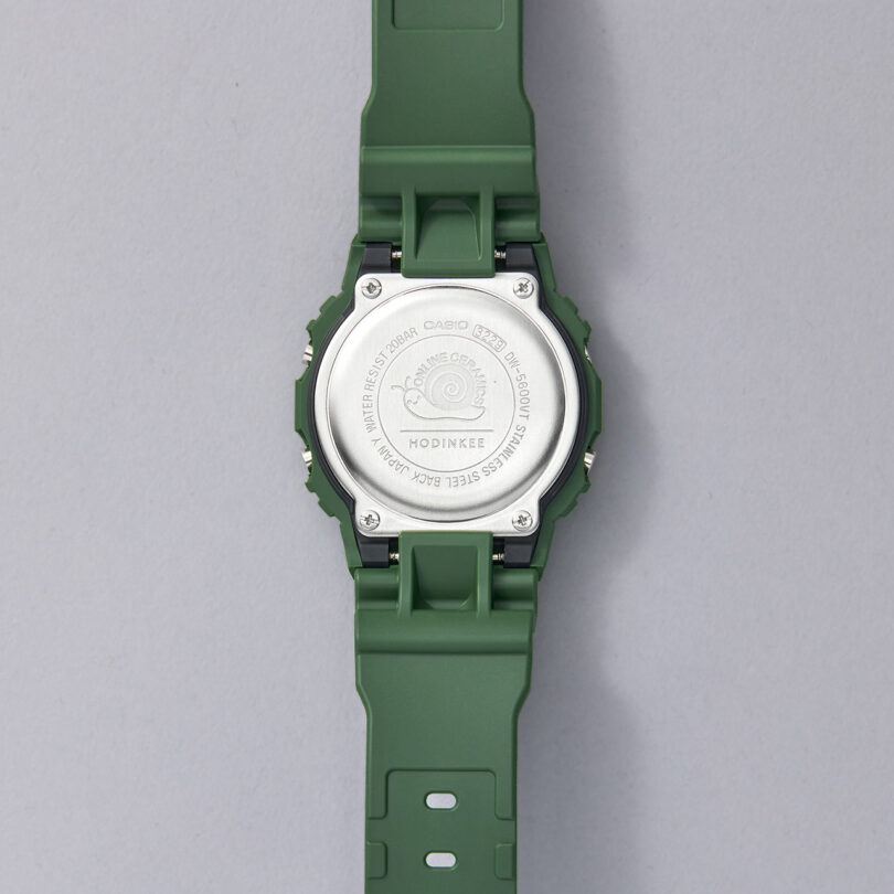Close up back of Online Ceramics x Hodinkee Casio G-SHOCK digital watch