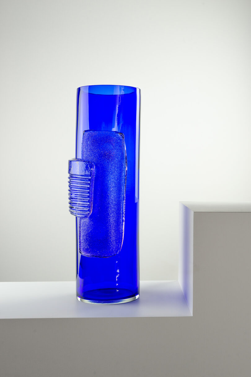 tall cobalt blue Murano glass vase
