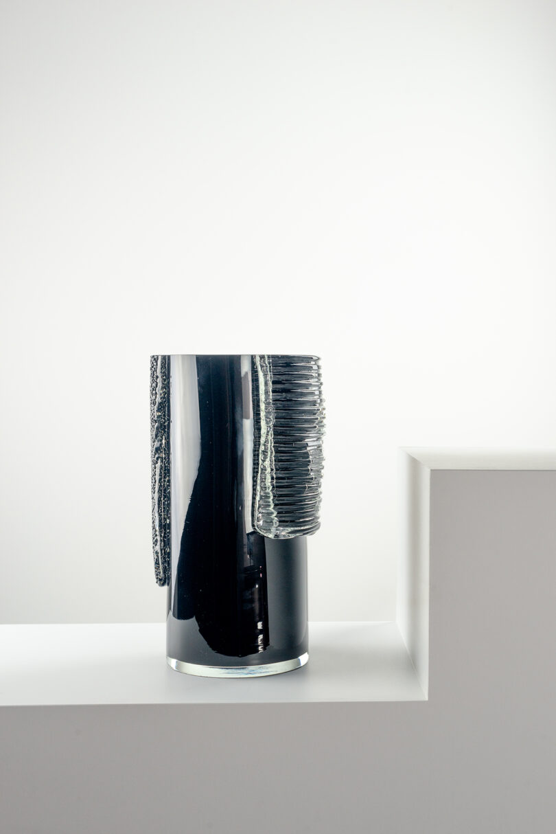 black Murano glass vase