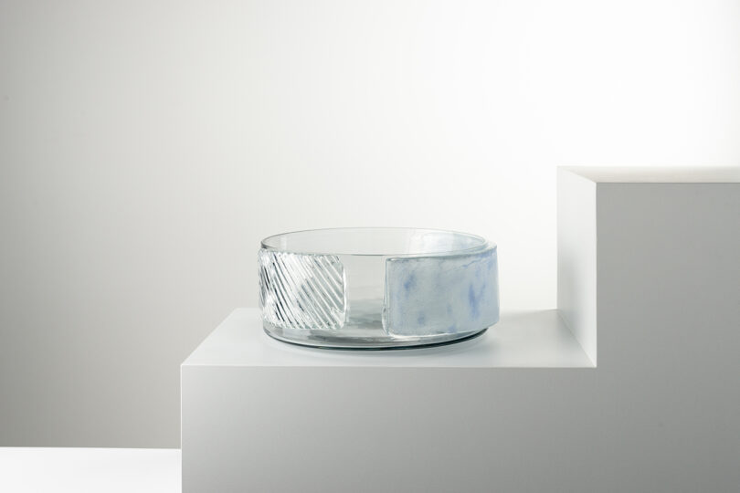clear and white Murano glass bowl