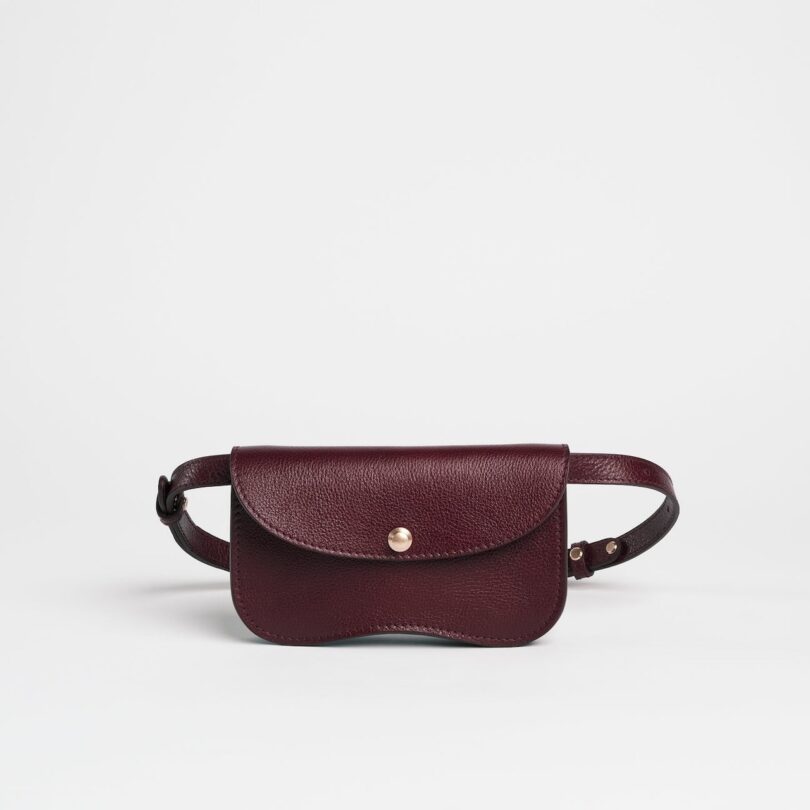 burgundy faba-shaped bag