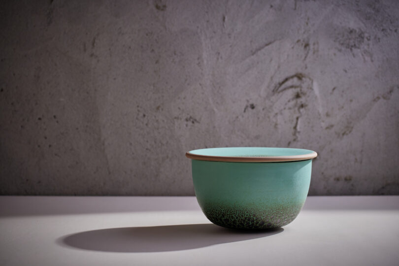 blue ceramic bowl with lid