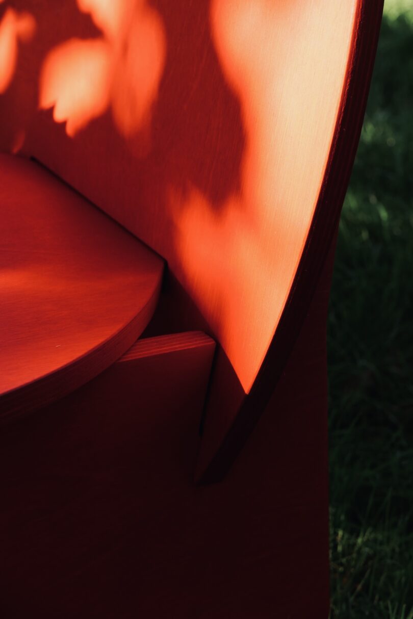 close up details of red chair
