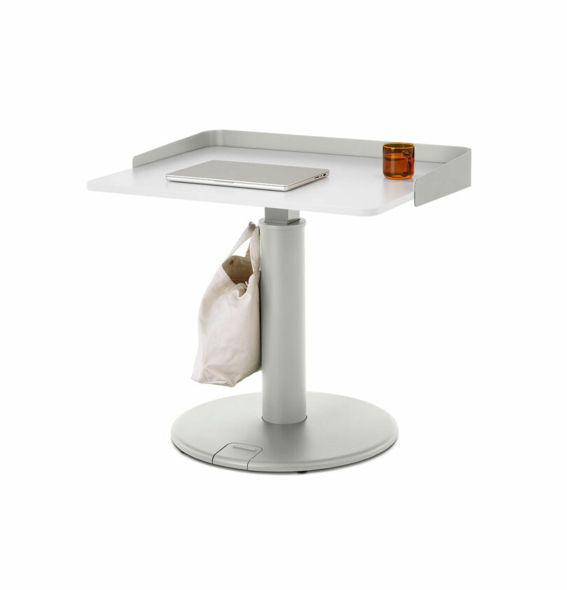 grey height adjustable desk