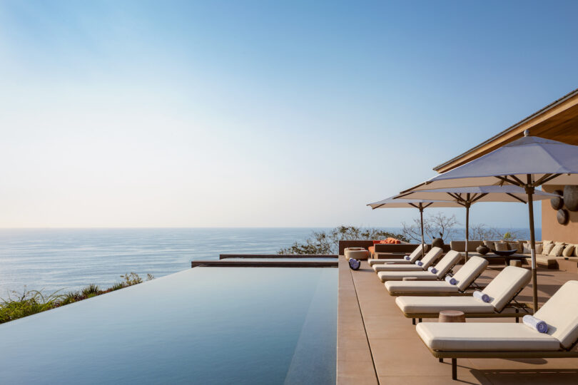 The resort's infinity pool, blending seamlessly with the ocean horizon