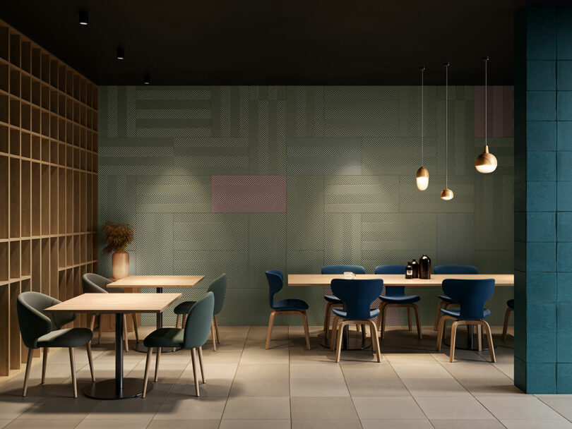 BAUX acoustic panels in dining space.