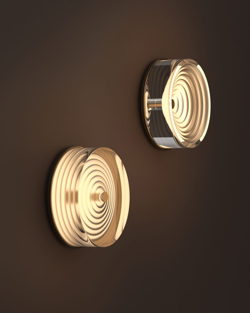 two illuminated round lamps