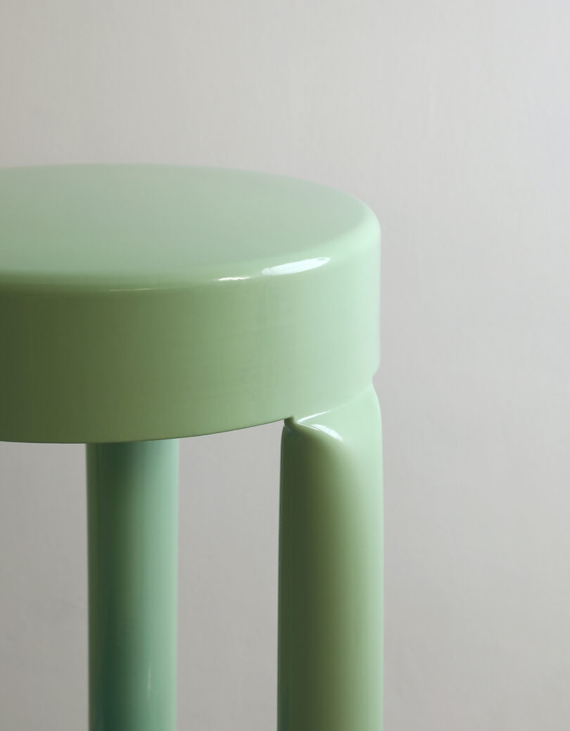 detail of seafoam green stool