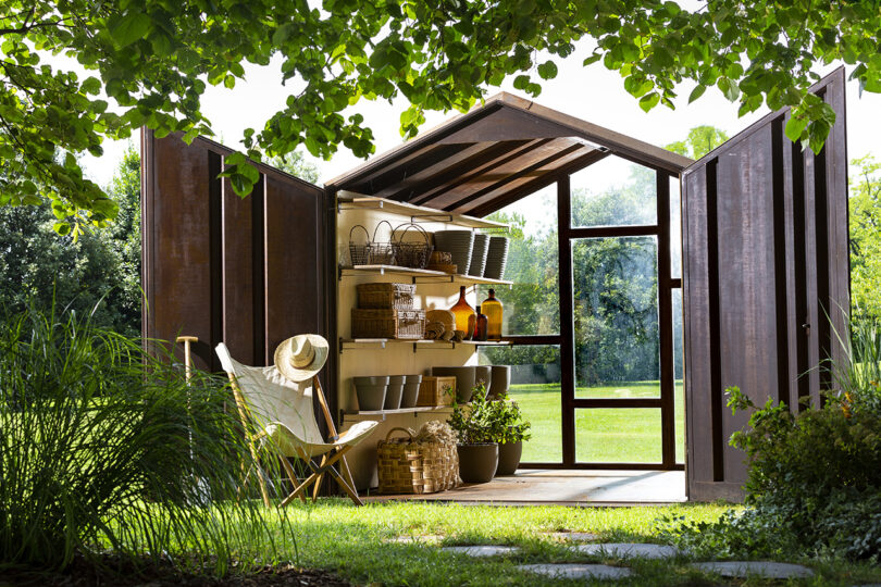 styled outdoor garden shed
