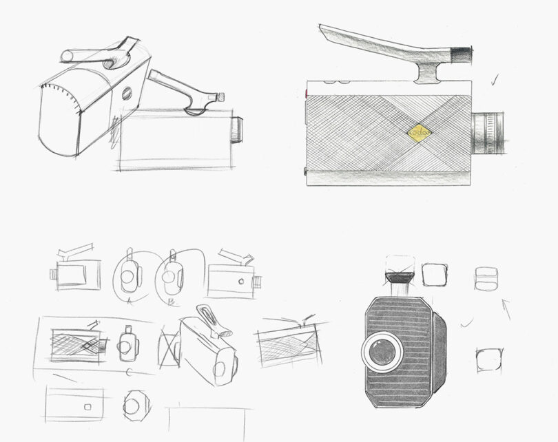 Fuseproject's early sketches for the redesign of the Kodak Super 8 Camera.