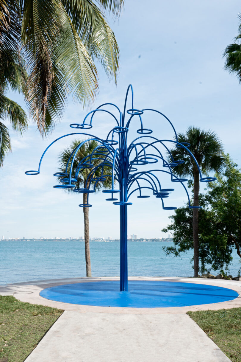 blue basketball hoop public installation