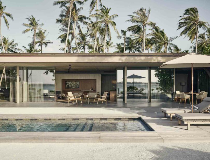 Contemporary Beach Villa at Patina Maldives, featuring minimalist design with a neutral color palette and natural materials