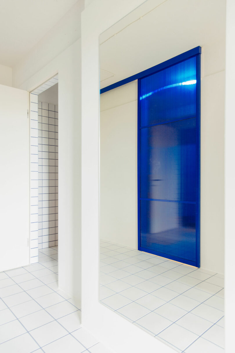 angled interior changeable of achromatic hallway pinch agleam bluish solid window