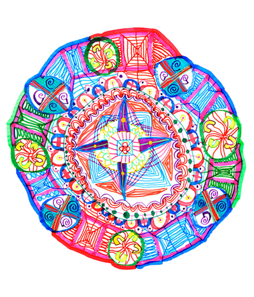 colorful graphic round rug