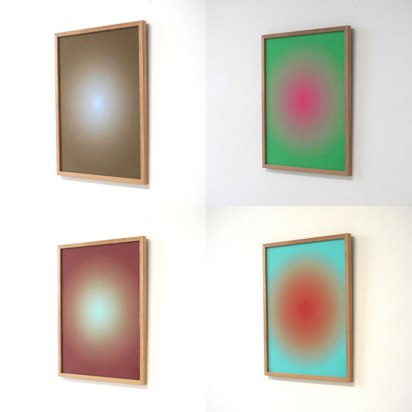 four image collage of framed gradient art prints