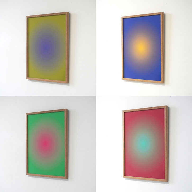 four image collage of framed gradient art prints