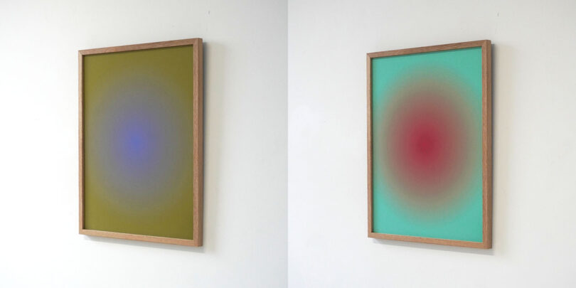 two image collage of framed gradient art prints