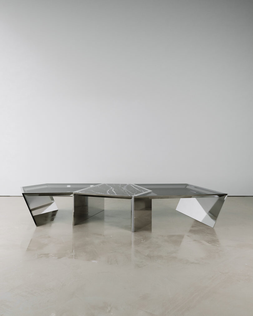 modern wood and metallic eating table