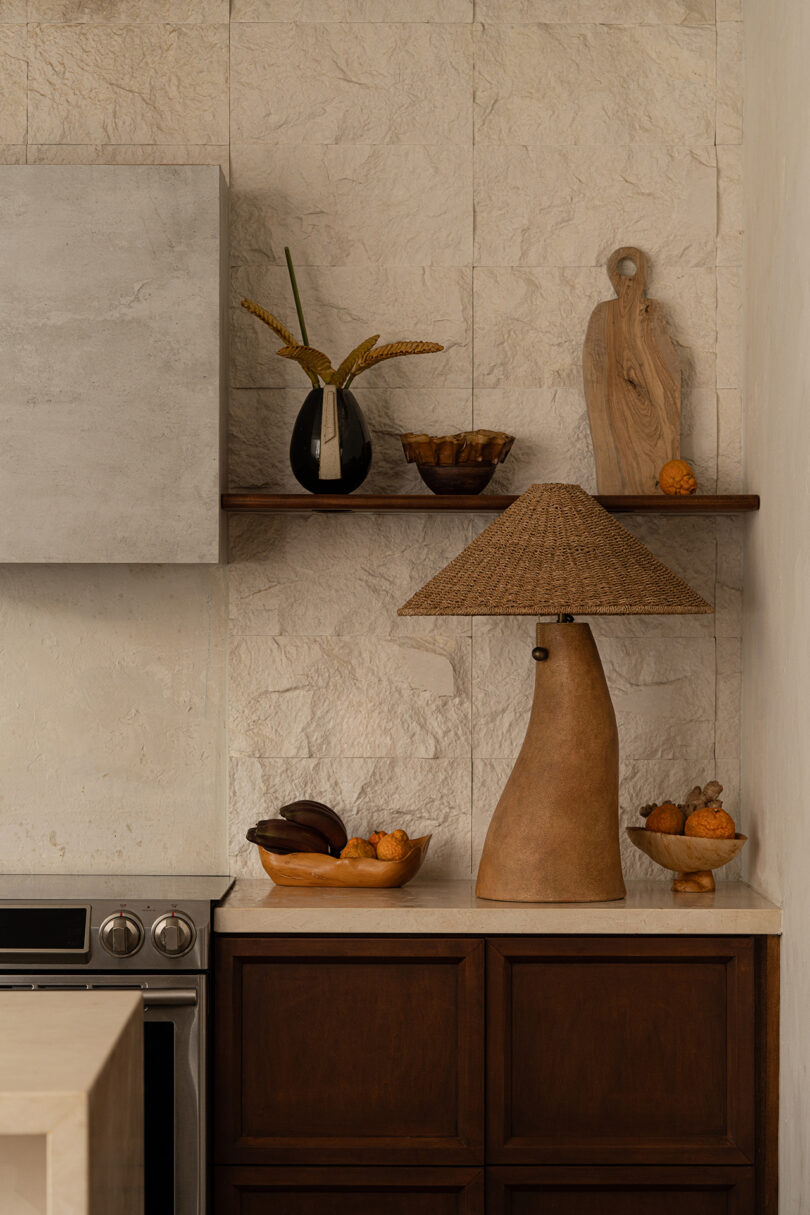 curvaceous brownish array lamp successful a styled kitchenx
