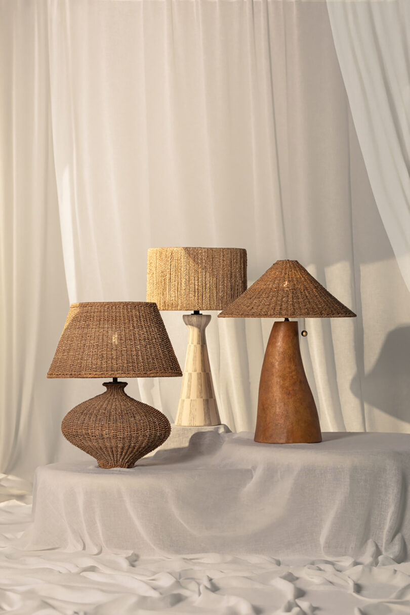 group of three table lamps