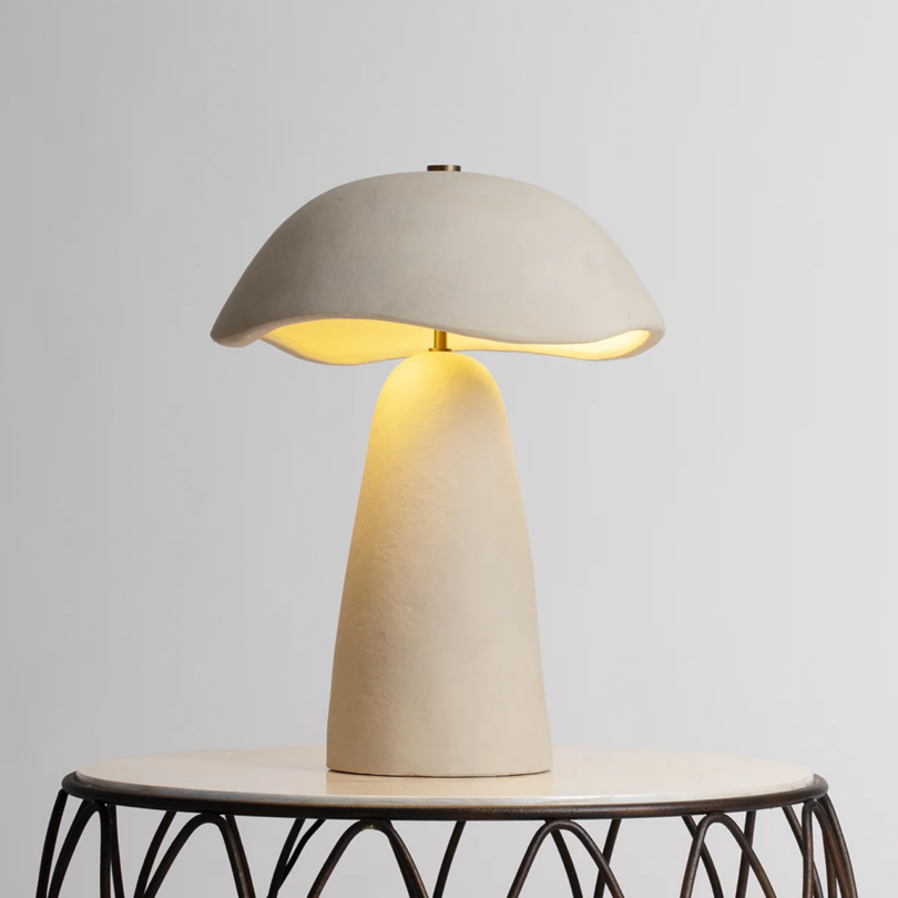 modern white table lamp illuminated