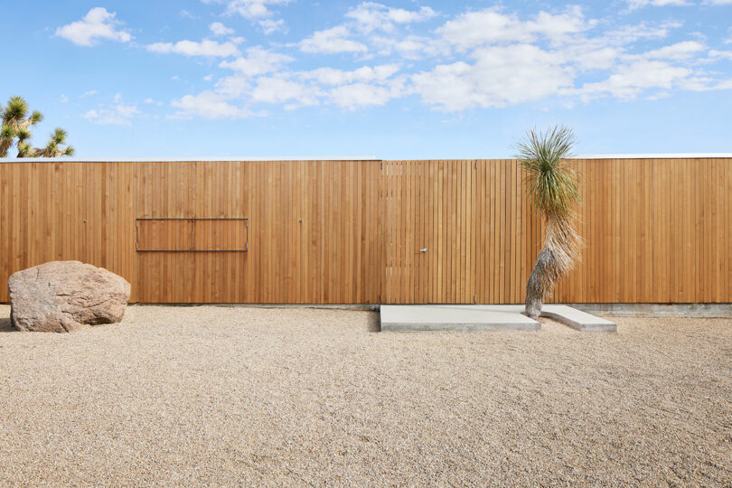 exterior position of modern wood pavilion style location successful desert