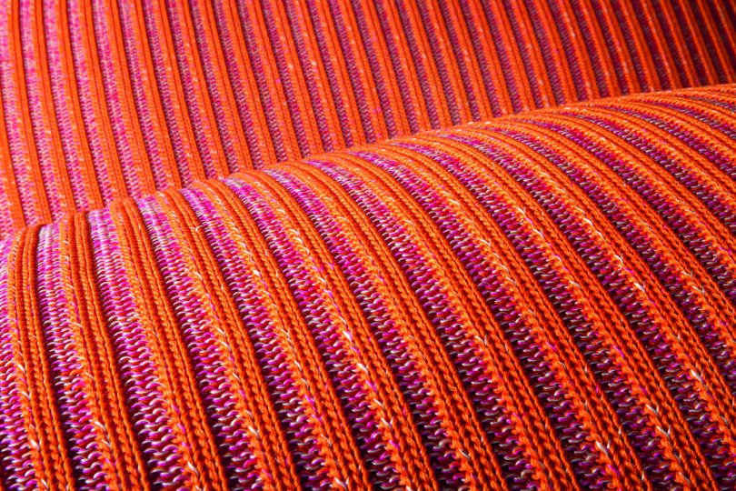 detail of ribbed orange fabric