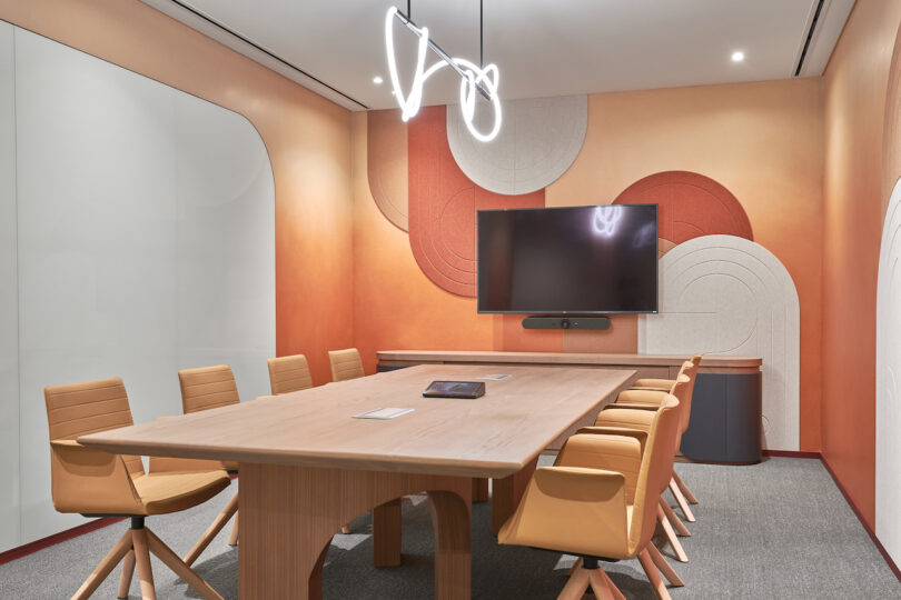 terracotta colored conference room