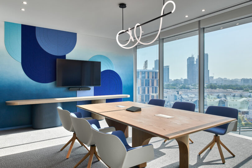 blue themed conference room