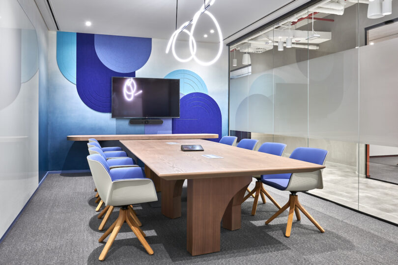 blue themed conference room