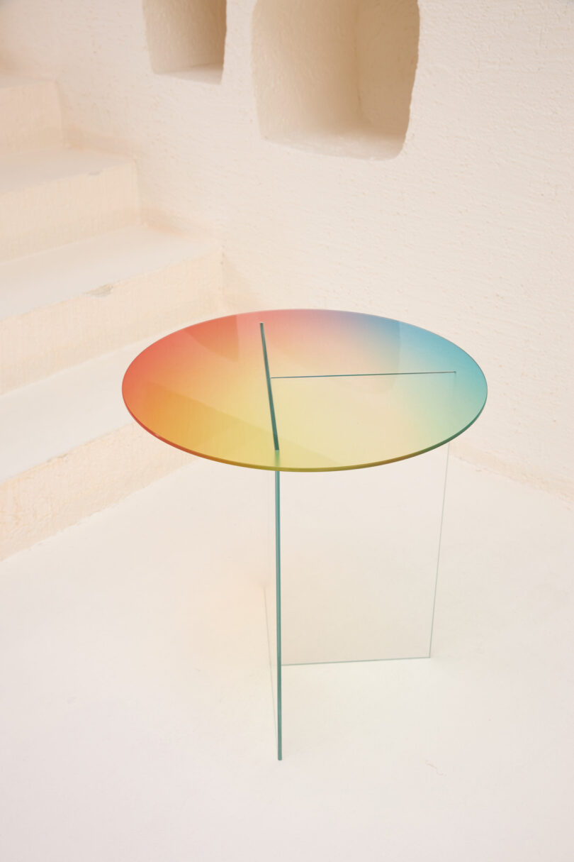 mesa de centro de vidro gradiente