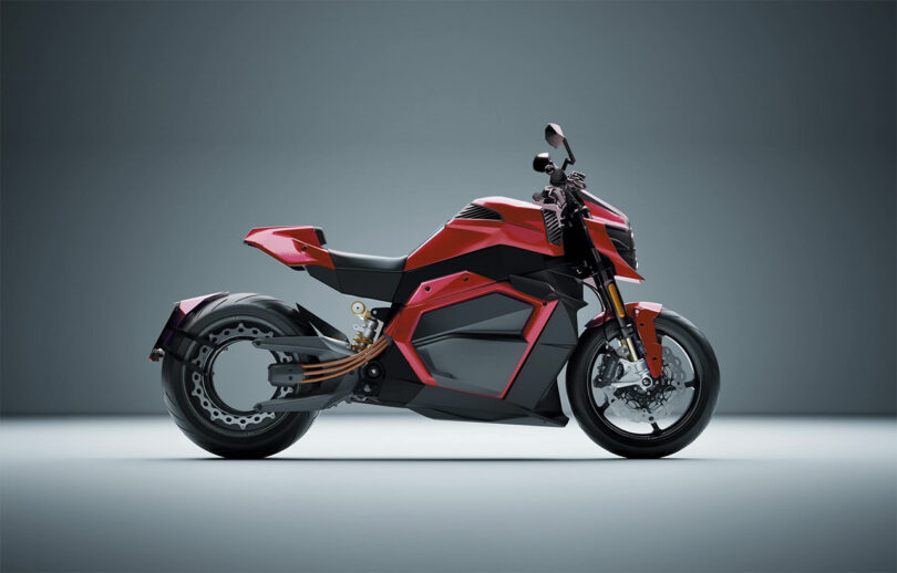 Verge TS Ultra electric motorcycle in red painted exterior.
