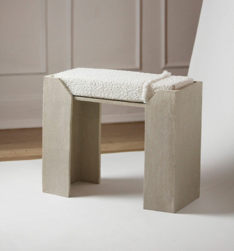 beige ceramic chair pinch boucle upholstery