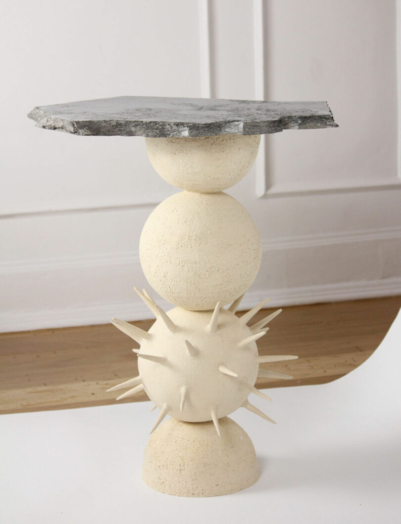 ceramic table with spiked ball