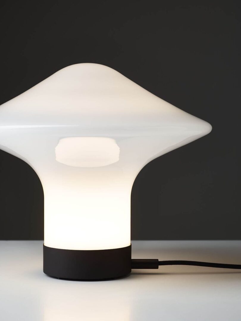 white table light on white table