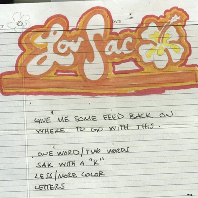 note with scribbles and the logo lovsac