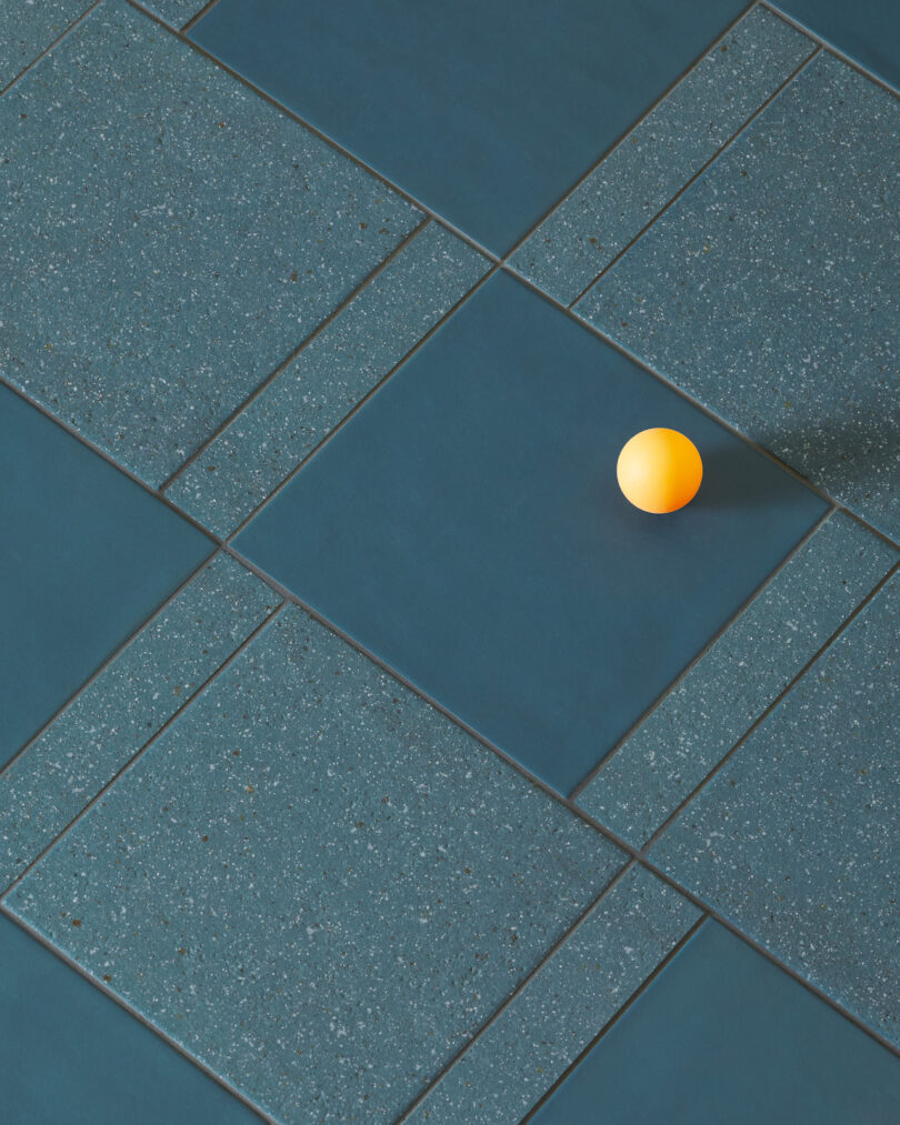 ping pong ball on blue tiles