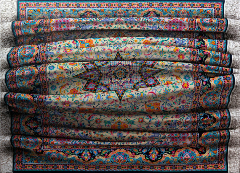 Painting of rug with central star pattern
