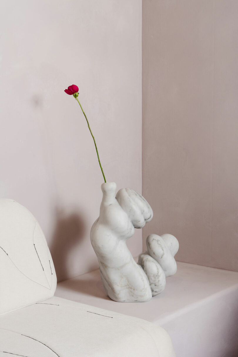 An organic, sculptural vase.
