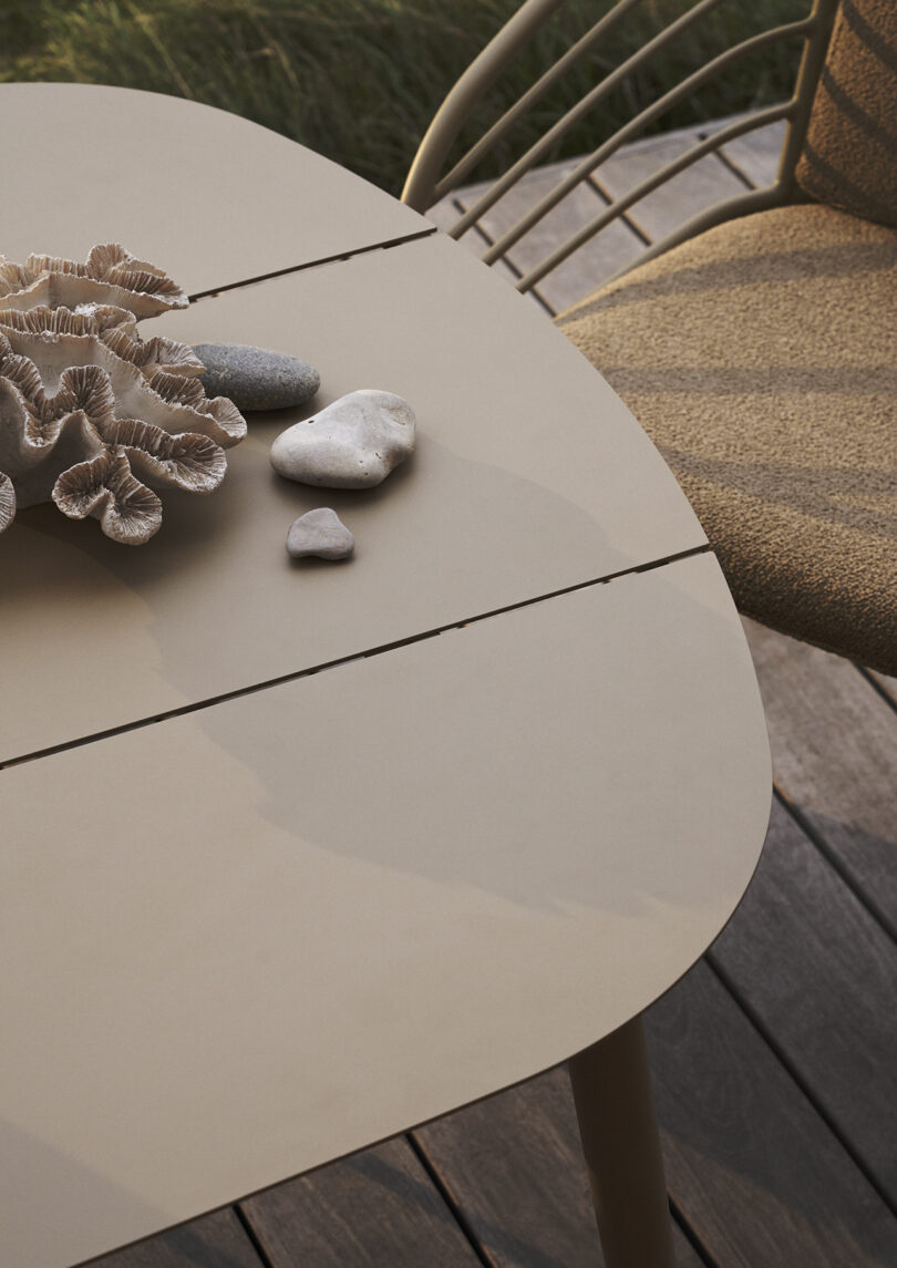 detail of ash gray outdoor table