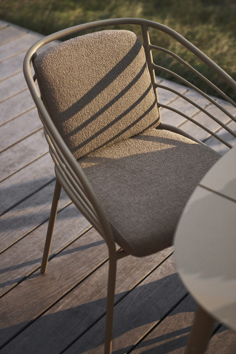 detail of ash gray outdoor chair