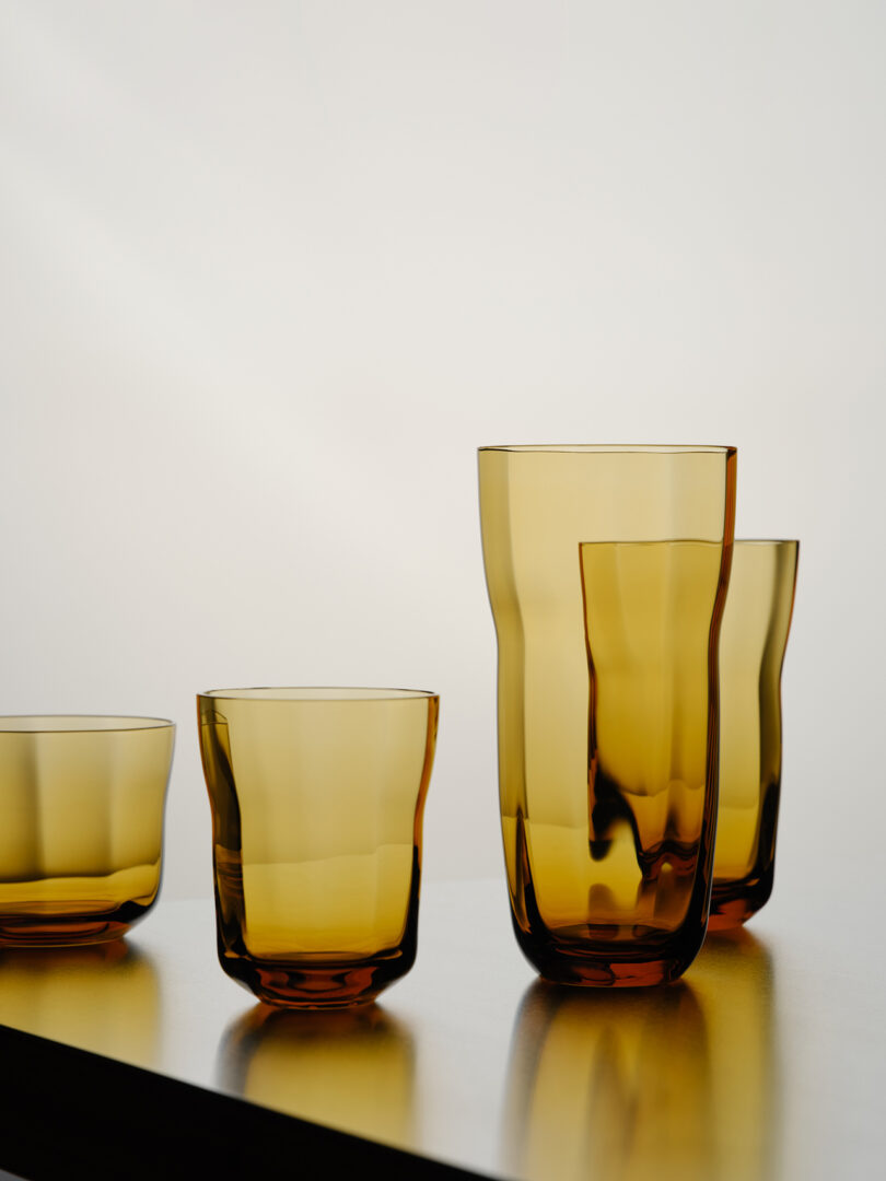 collection of amber drinkware