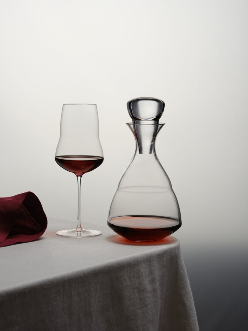 wine glass and glass carafe