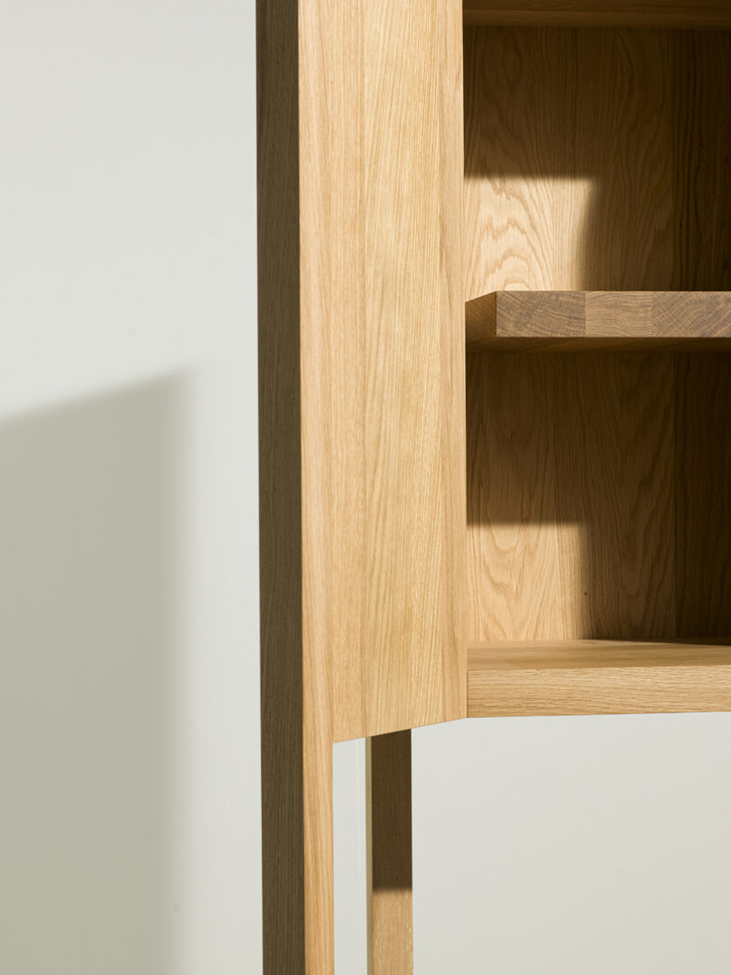 detail of tall wood cabinet
