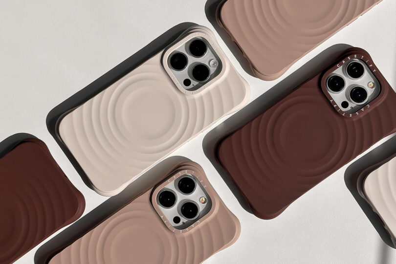 Layout of six Essentials by CASETiFY Ripple Cases laid across one after another screen side down.