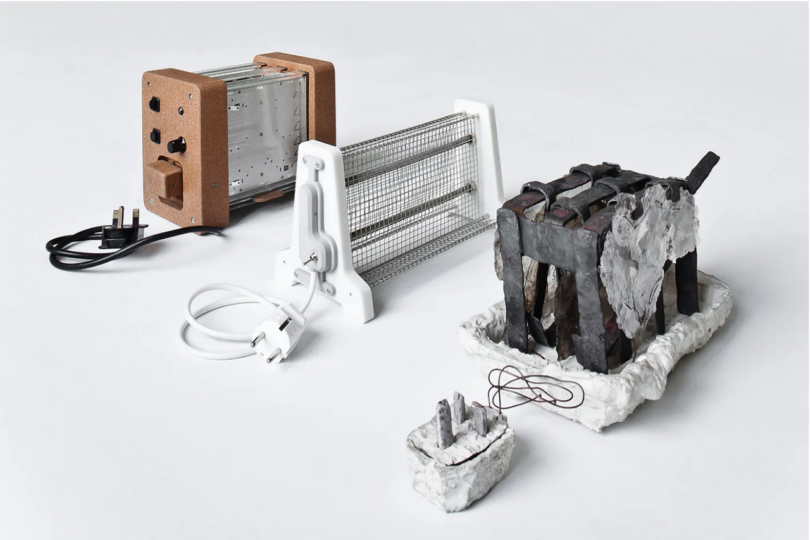 three abstract toaster models