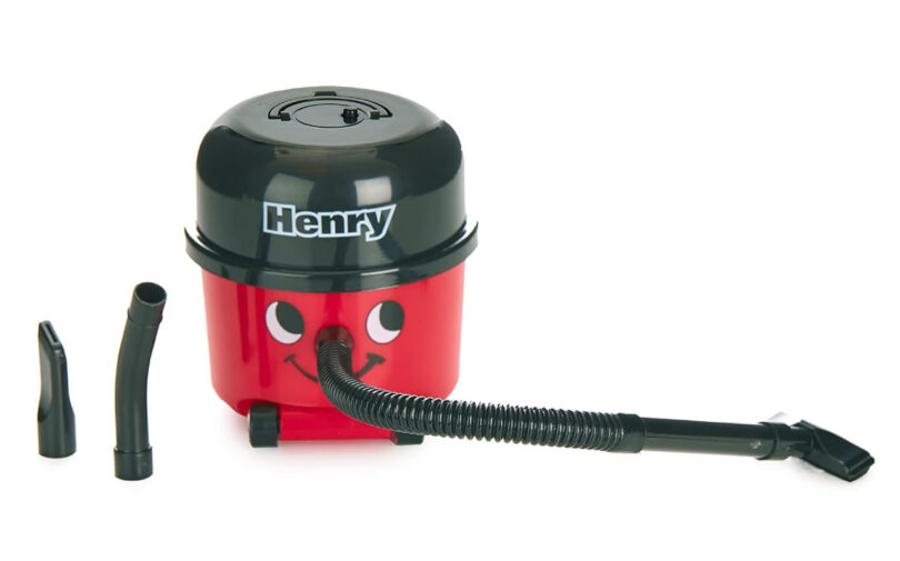 small red and black smiling vacuum