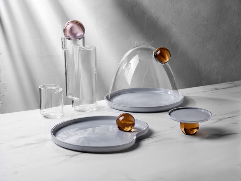 modern glass serving pieces