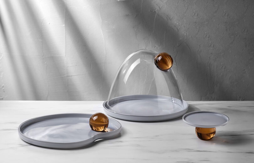 modern glass serving pieces