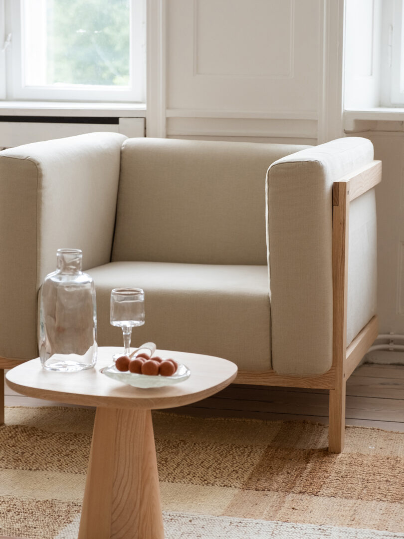 modern cream colored armchair